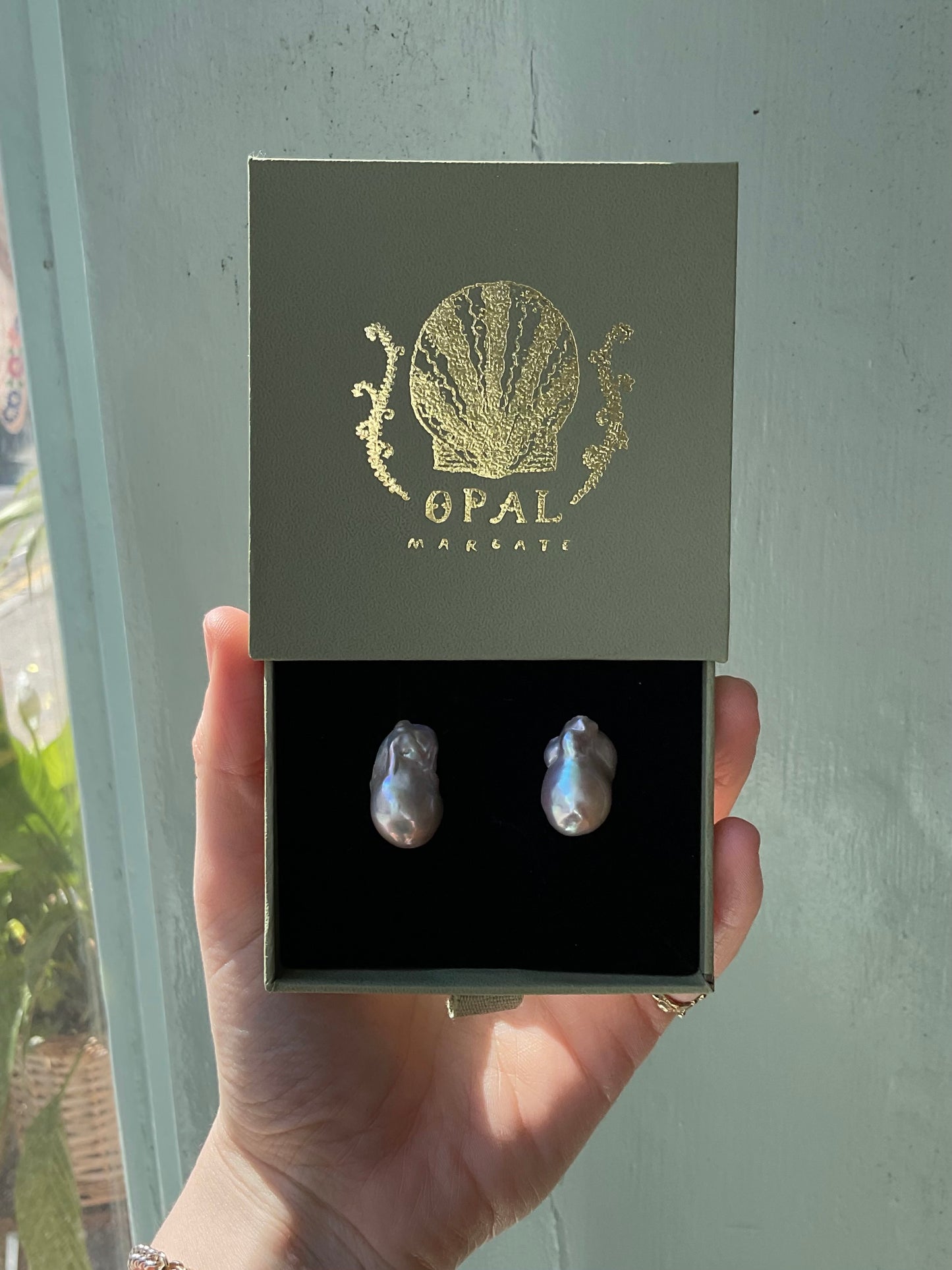 Grey freshwater pearl earrings