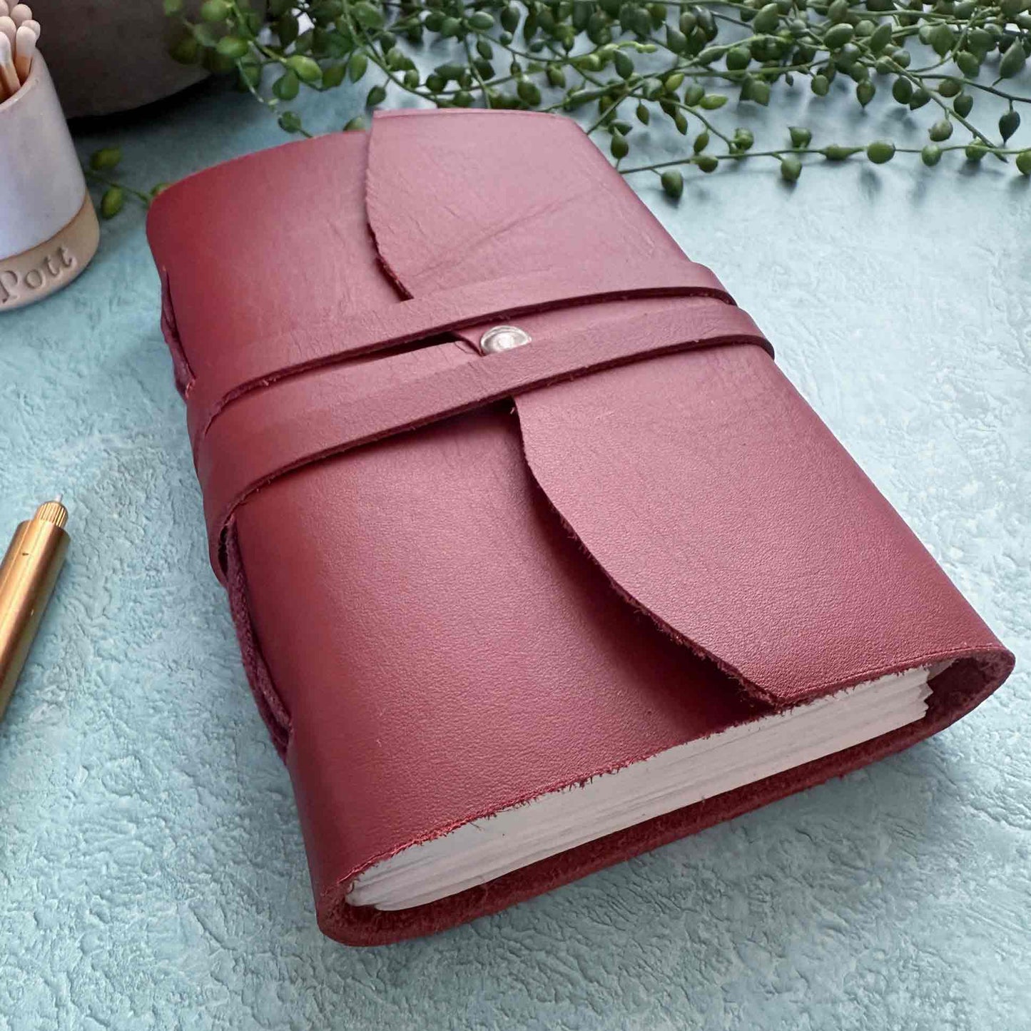 A6 Handmade Leather Notebook - Oxblood