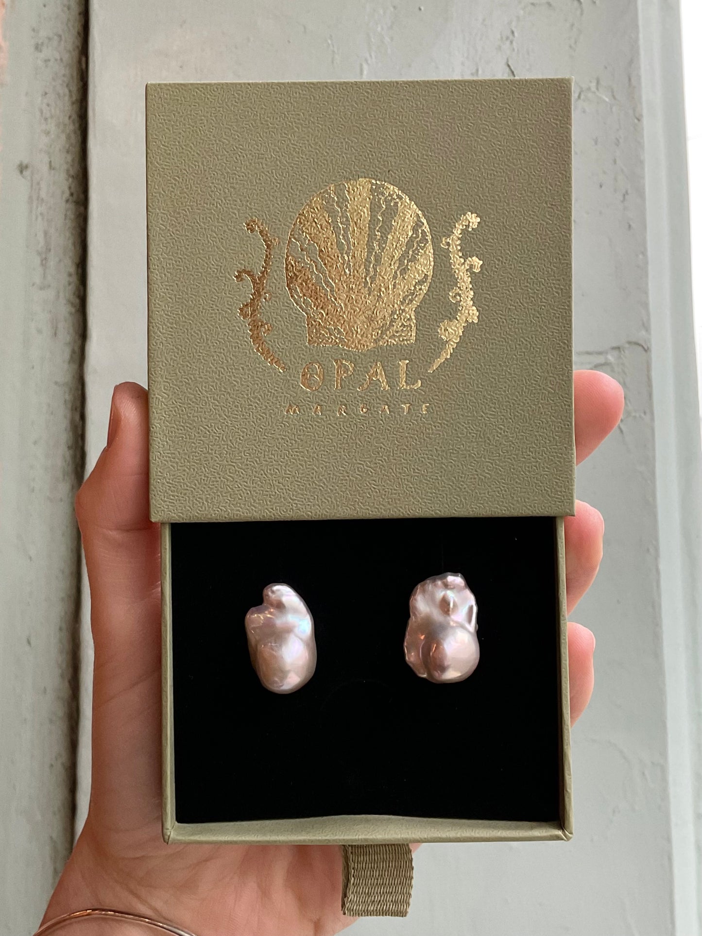 Grey freshwater pearl earrings