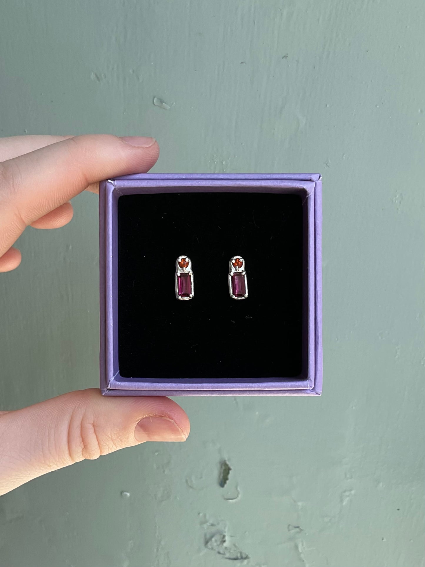 Pink & Orange Stud Earrings