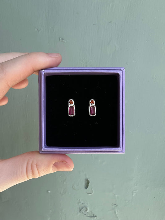 Pink & Orange Stud Earrings