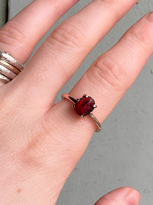 Garnet, Rose Gold Ring
