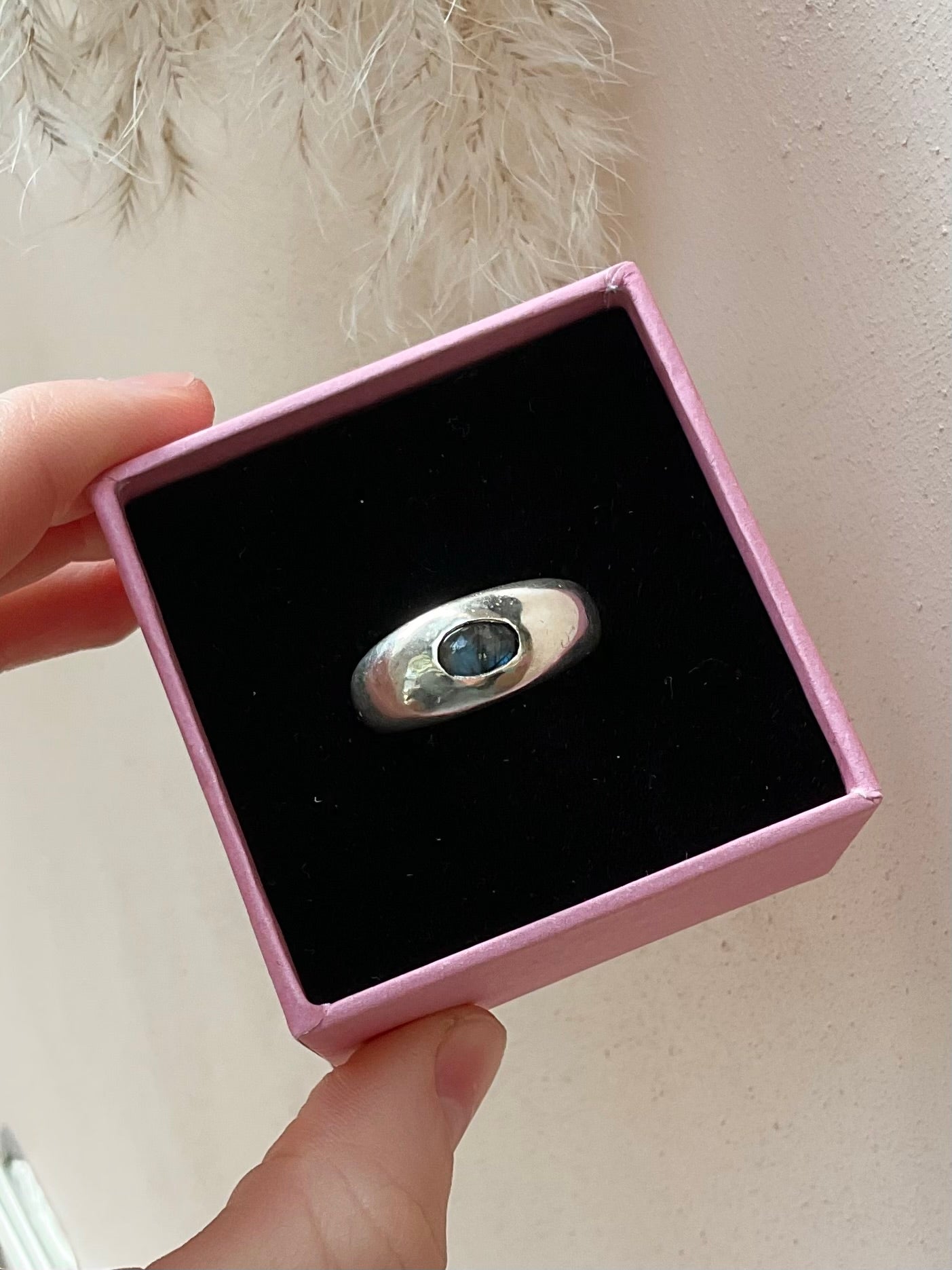 Silver & Labradorite Domed Ring