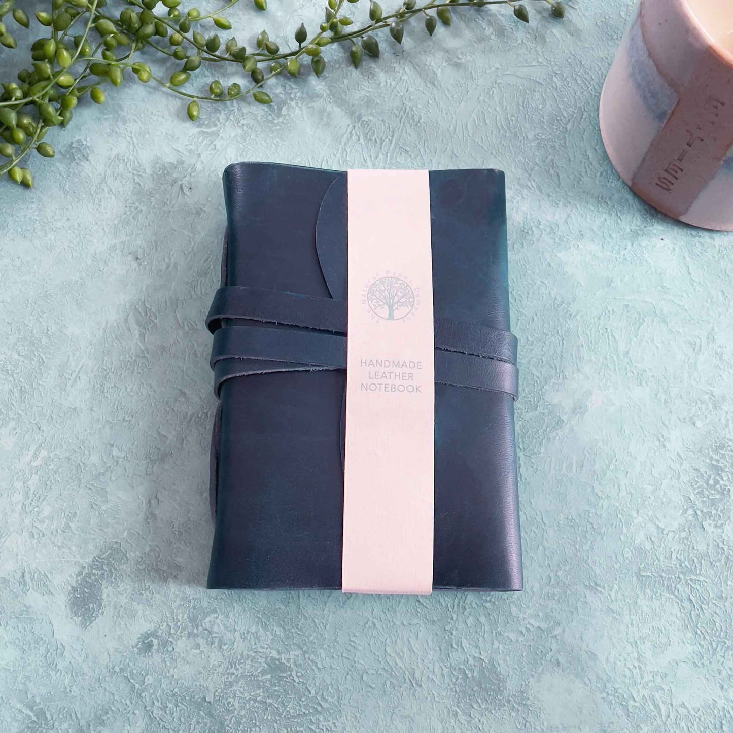 A6 Handmade Leather Notebook, Navy