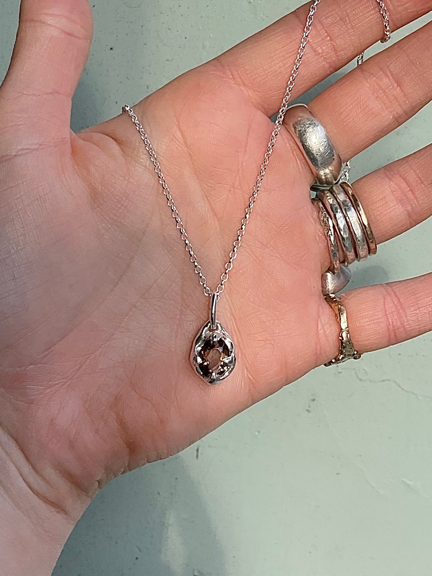 Antique Smokey Quartz Necklace