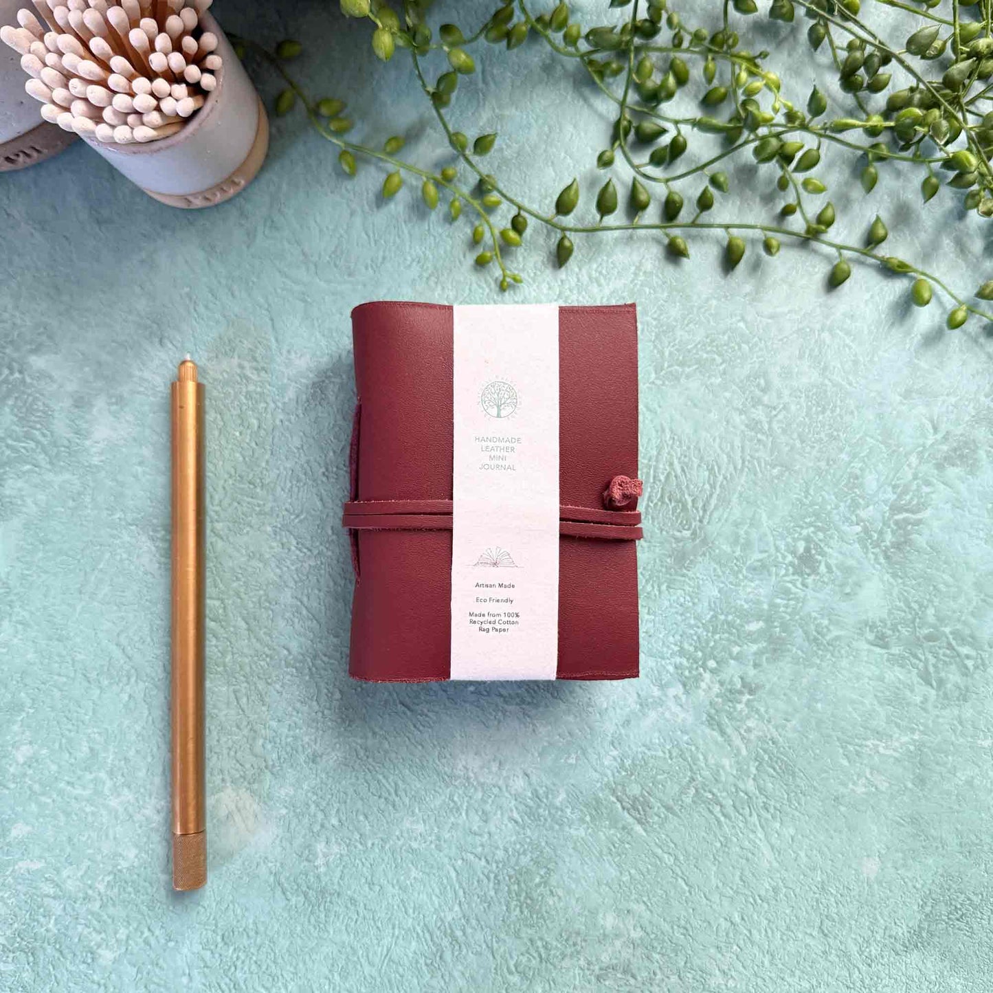 A7 Handmade Leather Notebook, Oxblood