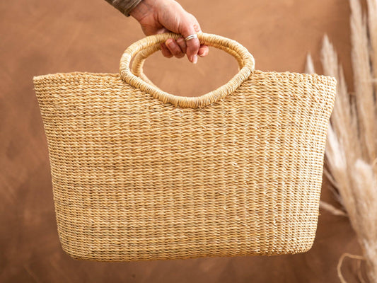 BUSUNU: Natural Woven Shopping Basket: Large