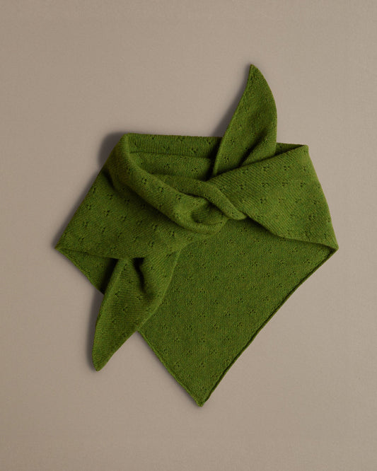 Pointelle Triangle Scarf - Matcha