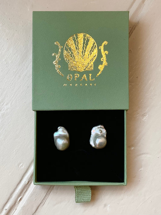 Grey freshwater pearl earrings
