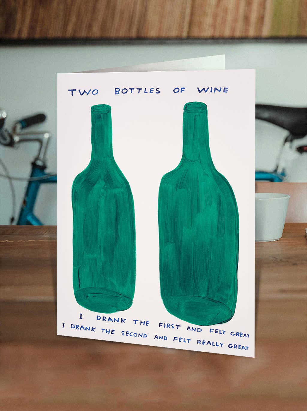 Greetings Card By David Shrigley - Two Bottles of Wine