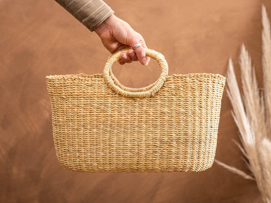 BUSUNU: Natural Woven Shopping Basket: Small
