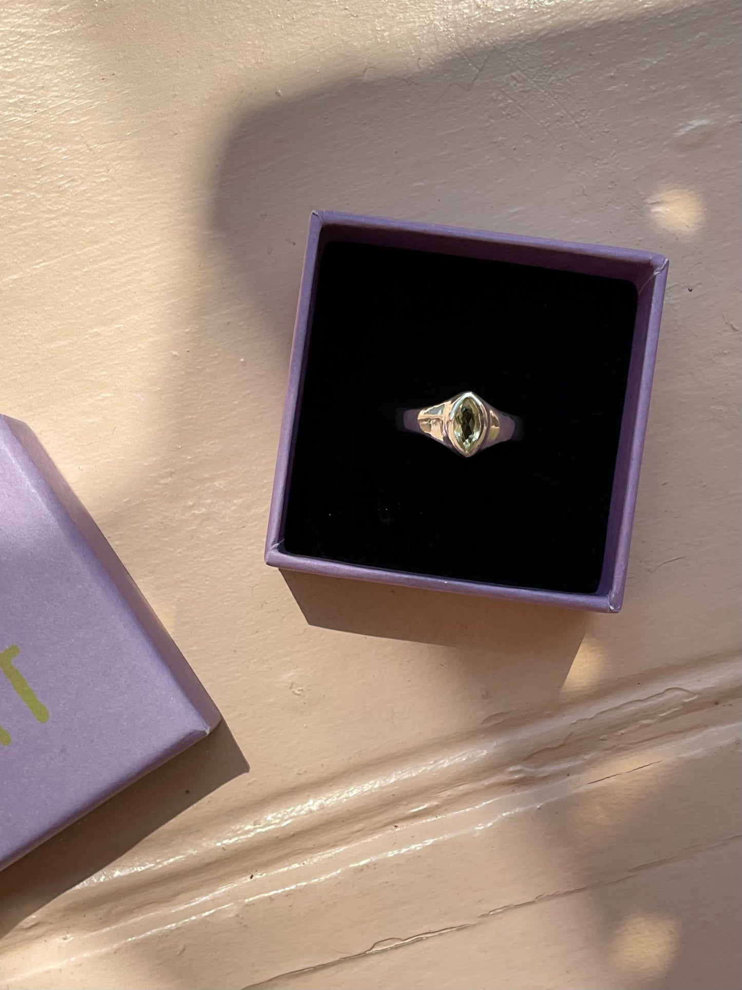 Lemon Quartz Marquis Ring