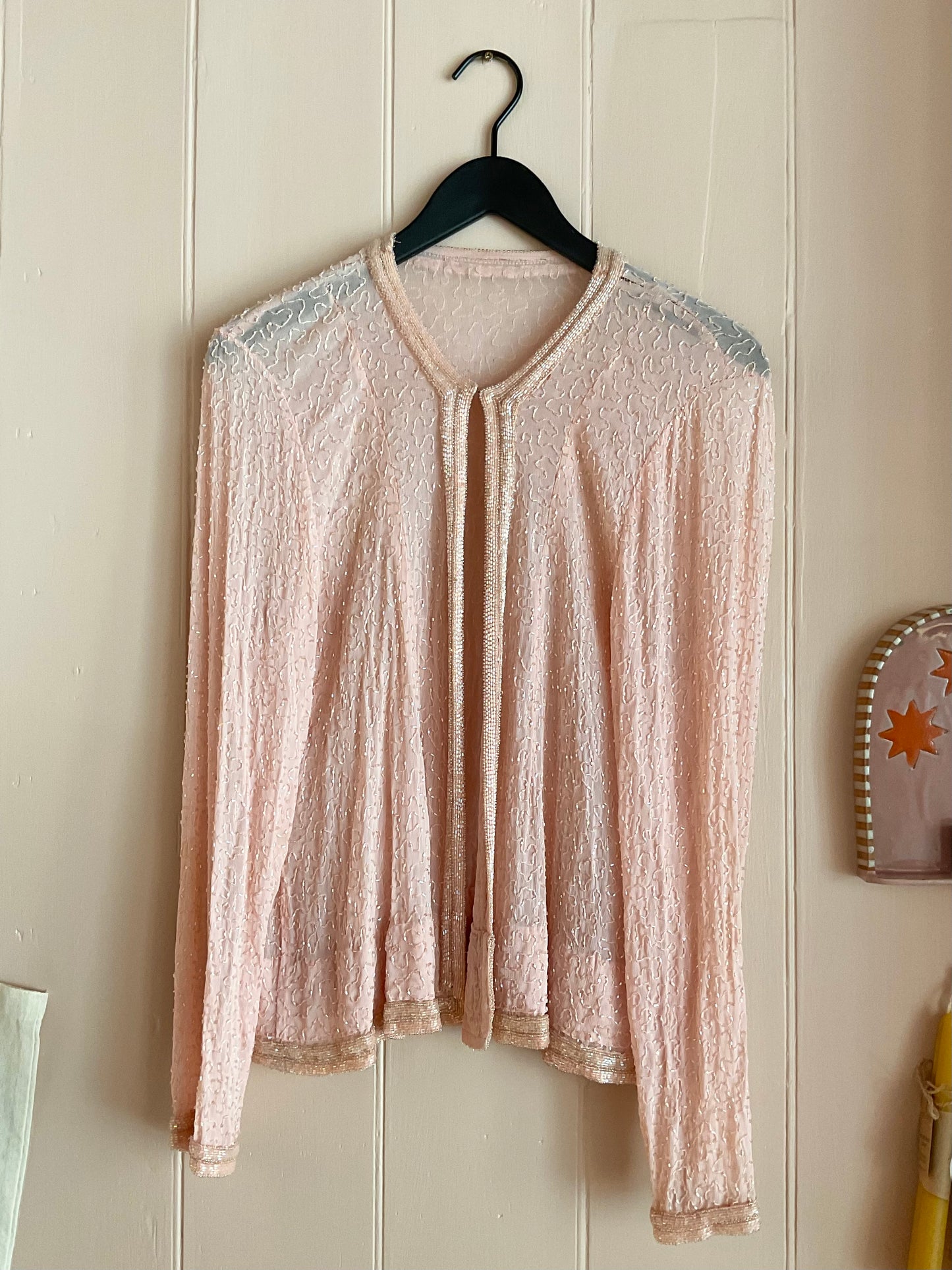 Vintage pink beaded cardigan