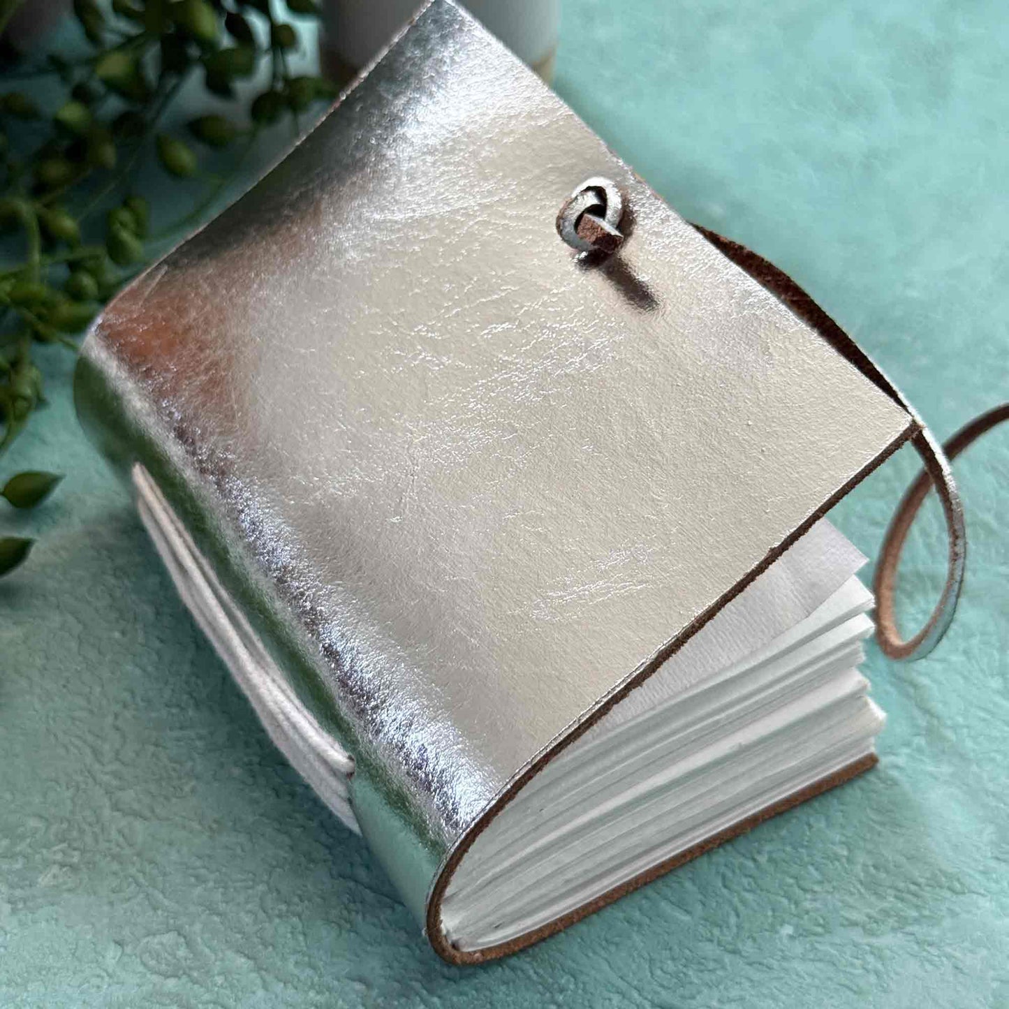 A7 Handmade Leather Notebook, Silver