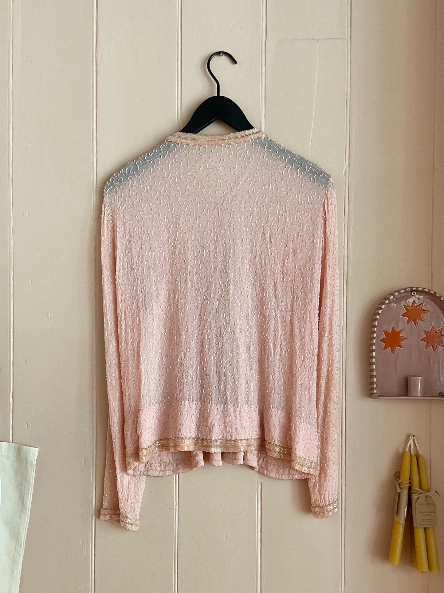 Vintage pink beaded cardigan