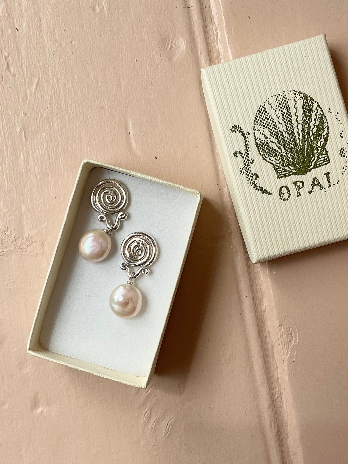Periwinkle pearl earrings