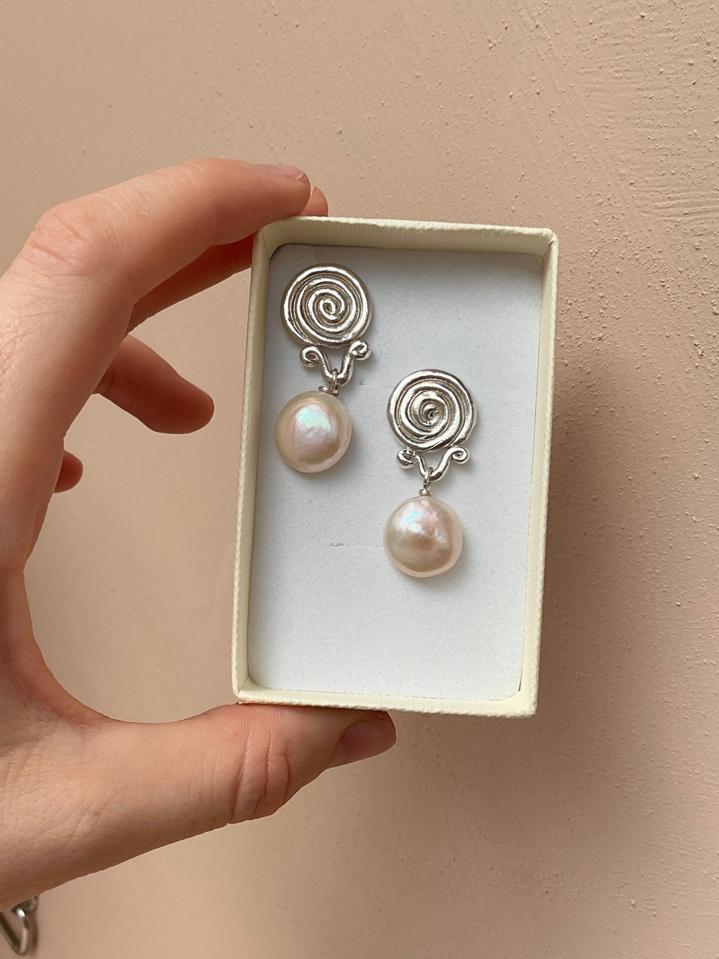 Periwinkle pearl earrings