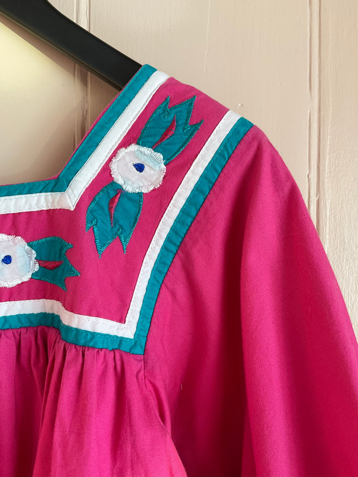 Vintage Appliqué Smock Dress