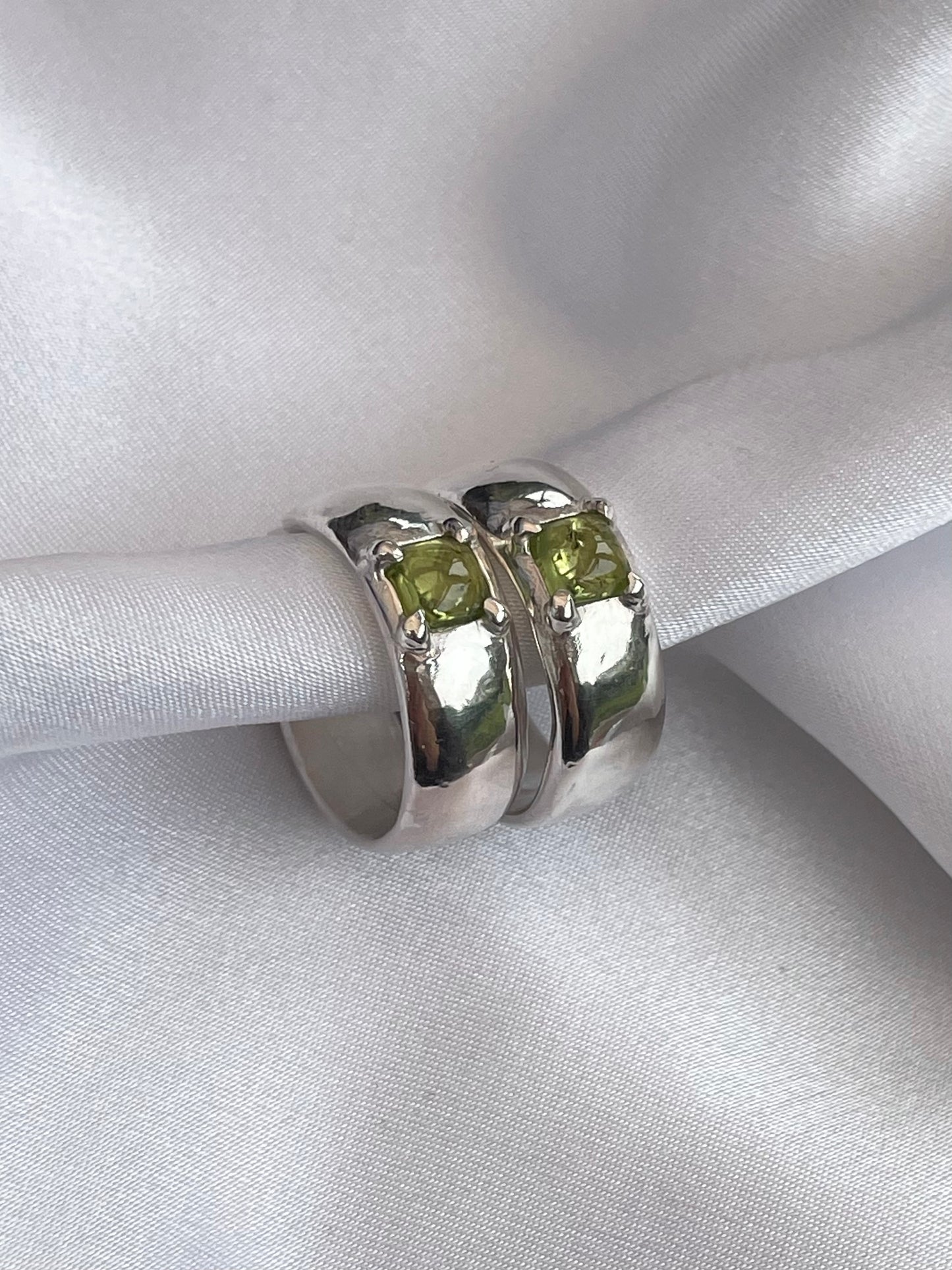 Silver Peridot Hoop Earrings