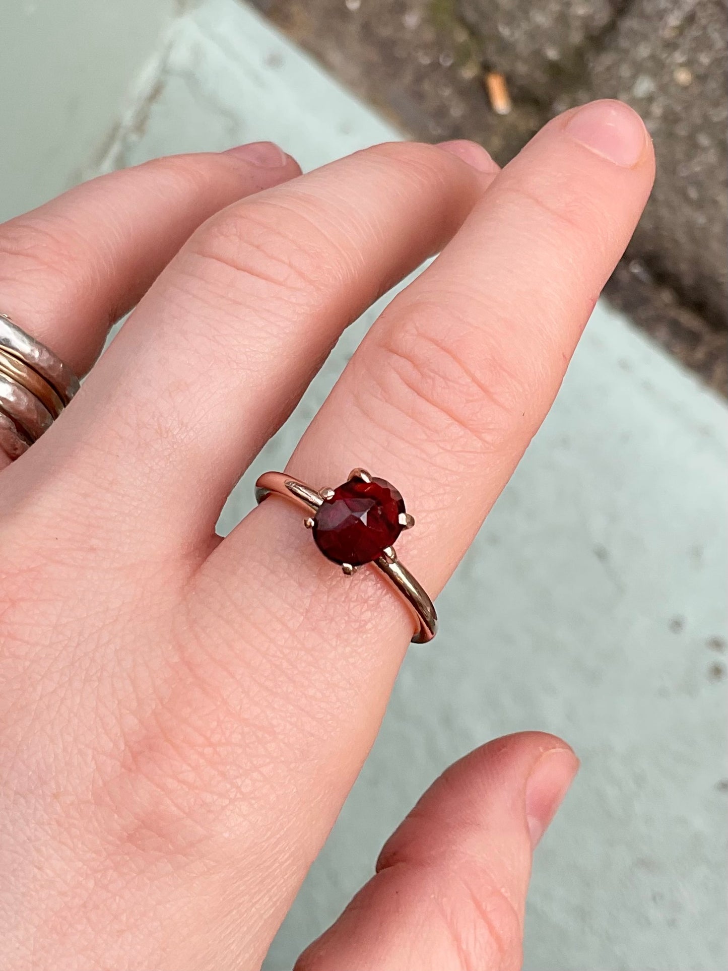 Garnet, Rose Gold Ring