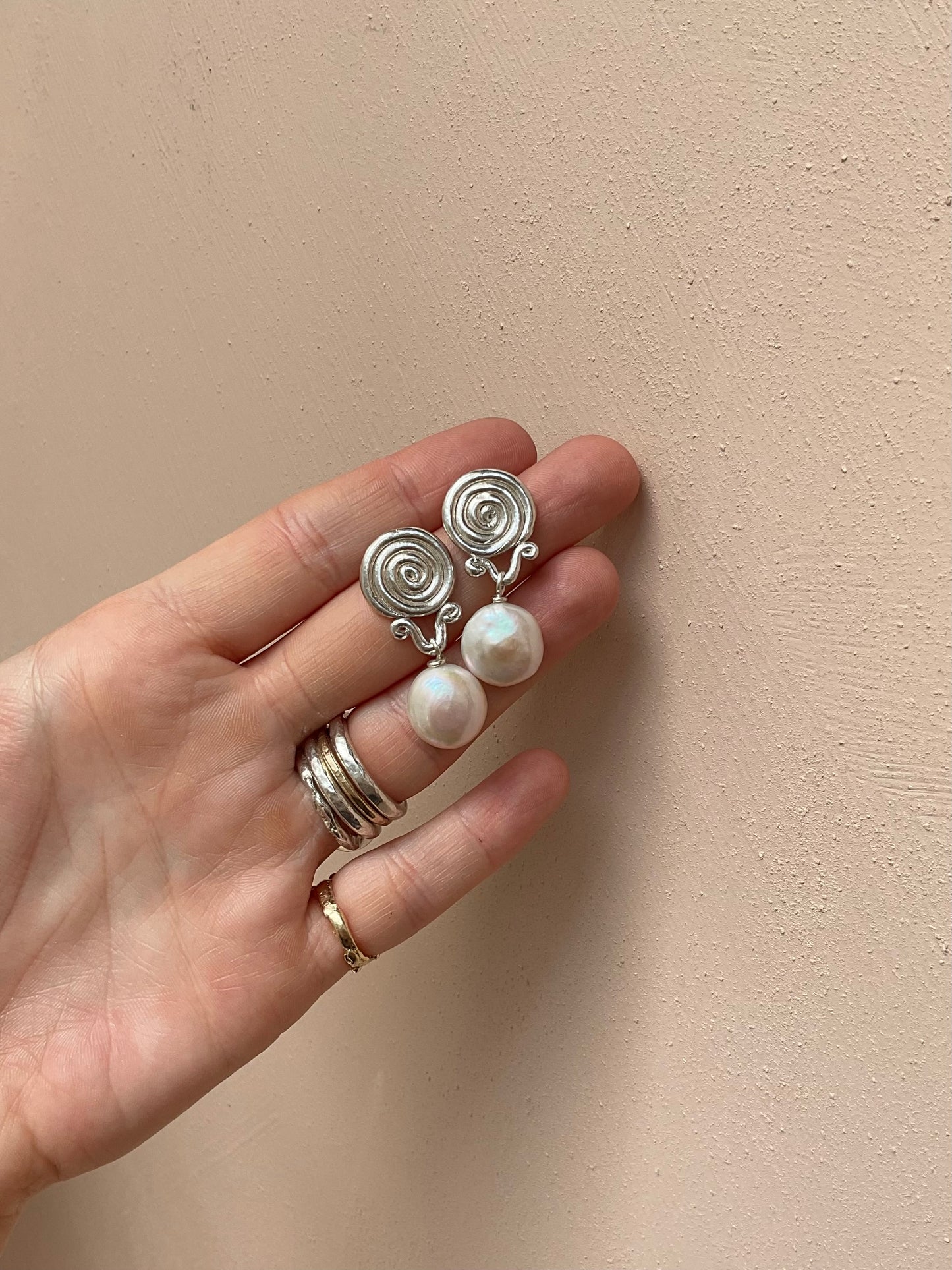 Periwinkle pearl earrings