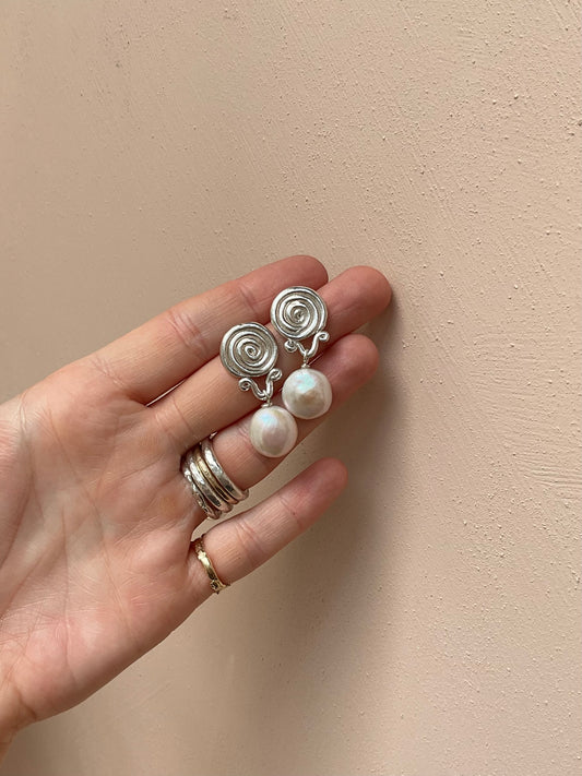 Periwinkle pearl earrings