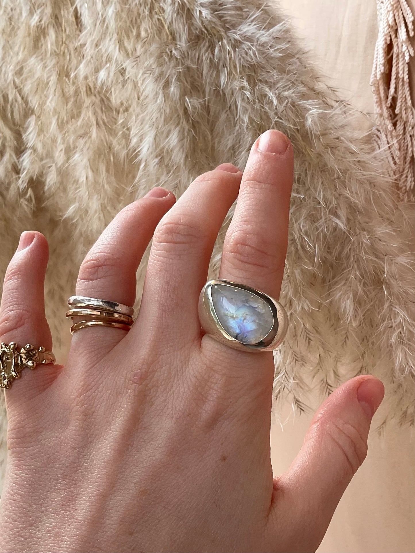 Moonstone Droplet Ring