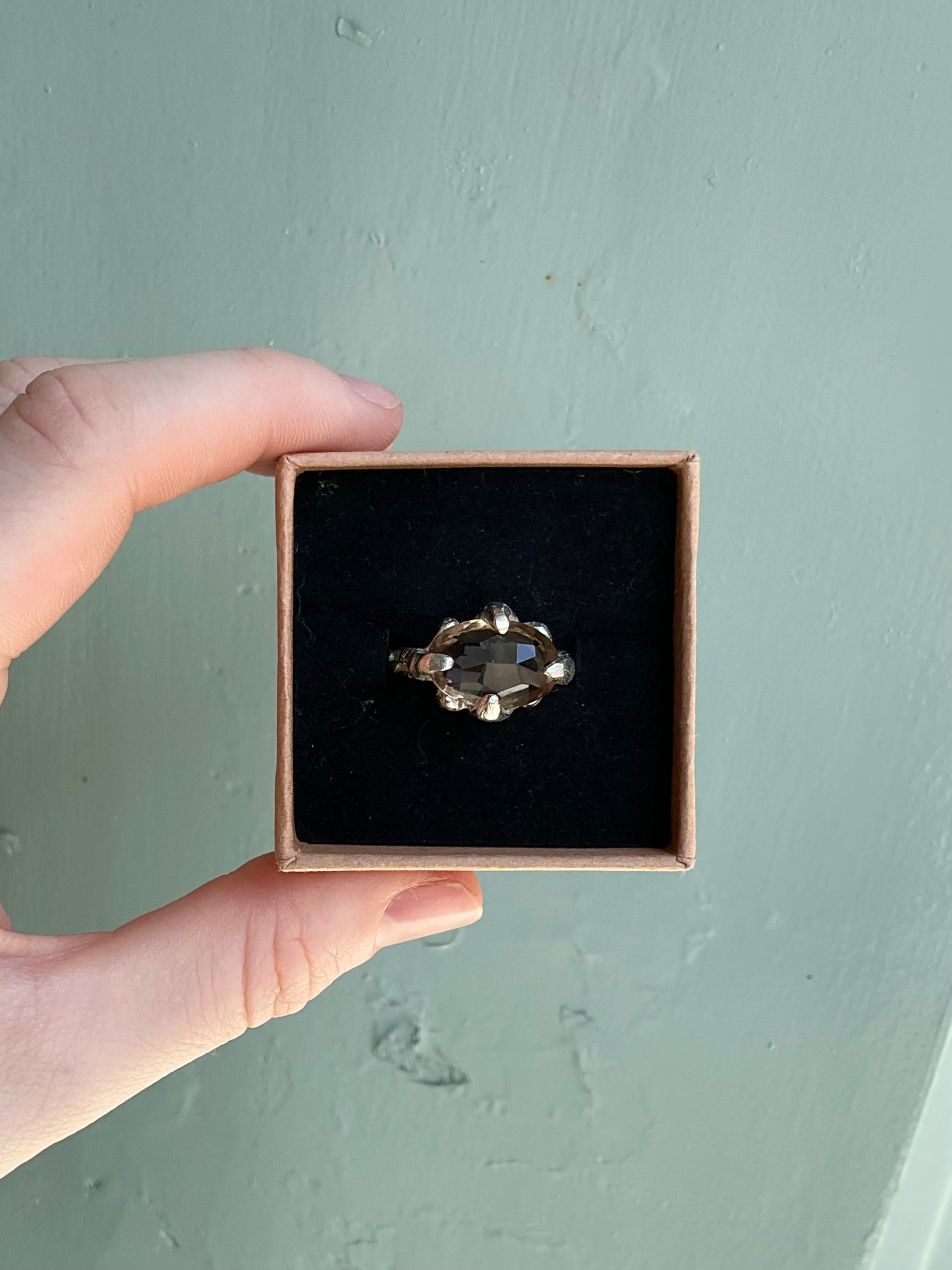 East West Smokey Quartz Ring