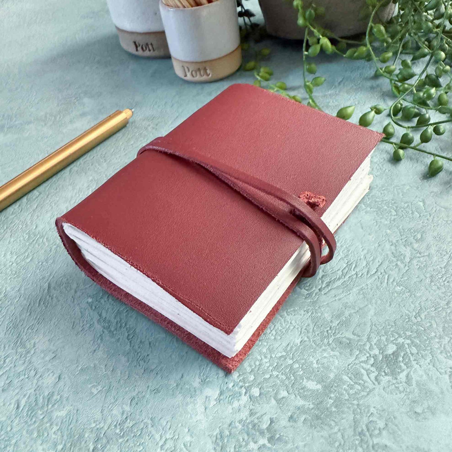 A7 Handmade Leather Notebook, Oxblood