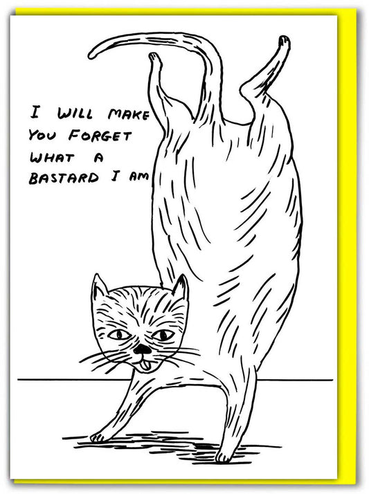 Greetings Card By David Shrigley - Bastard Cat