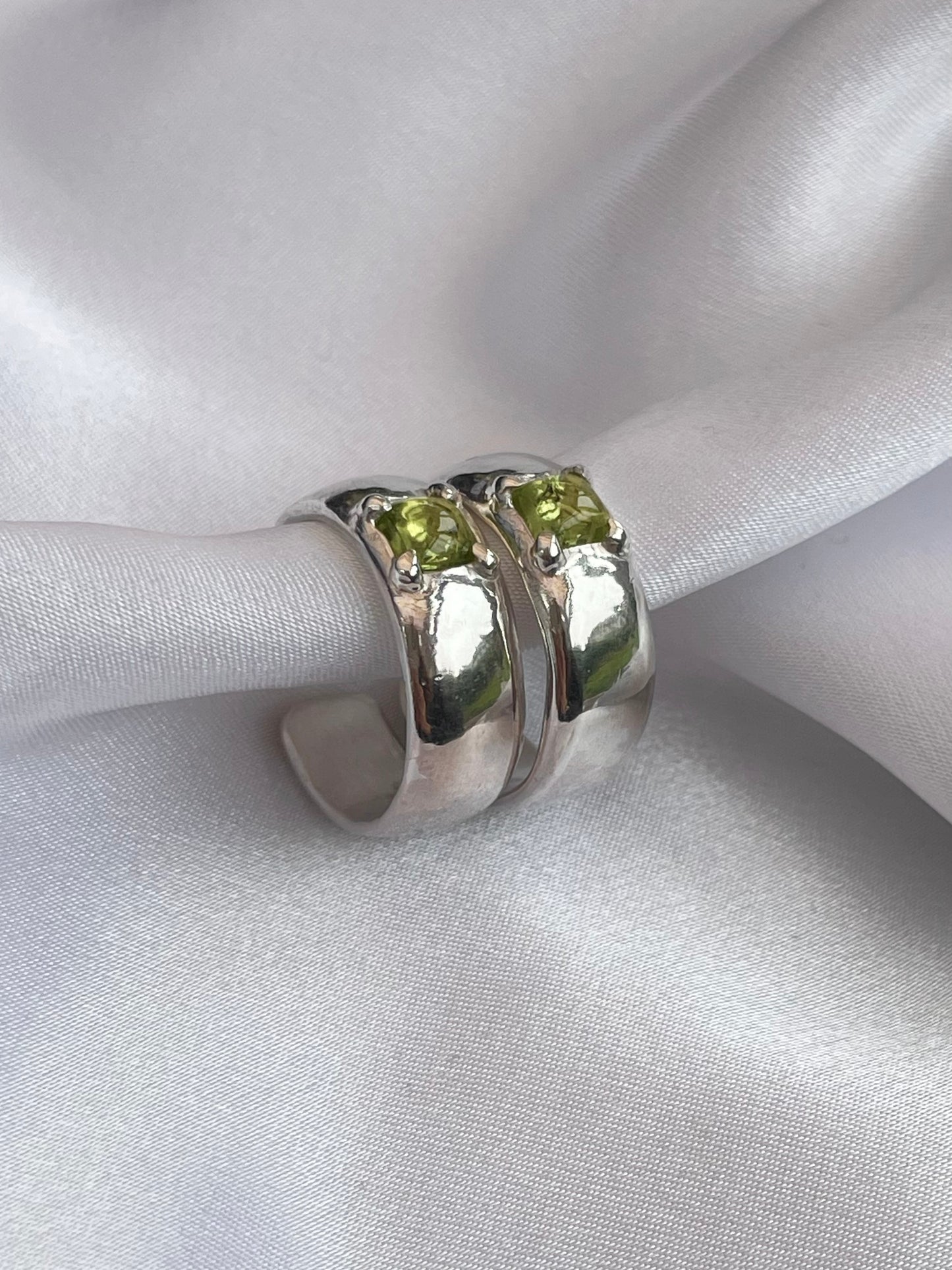 Silver Peridot Hoop Earrings