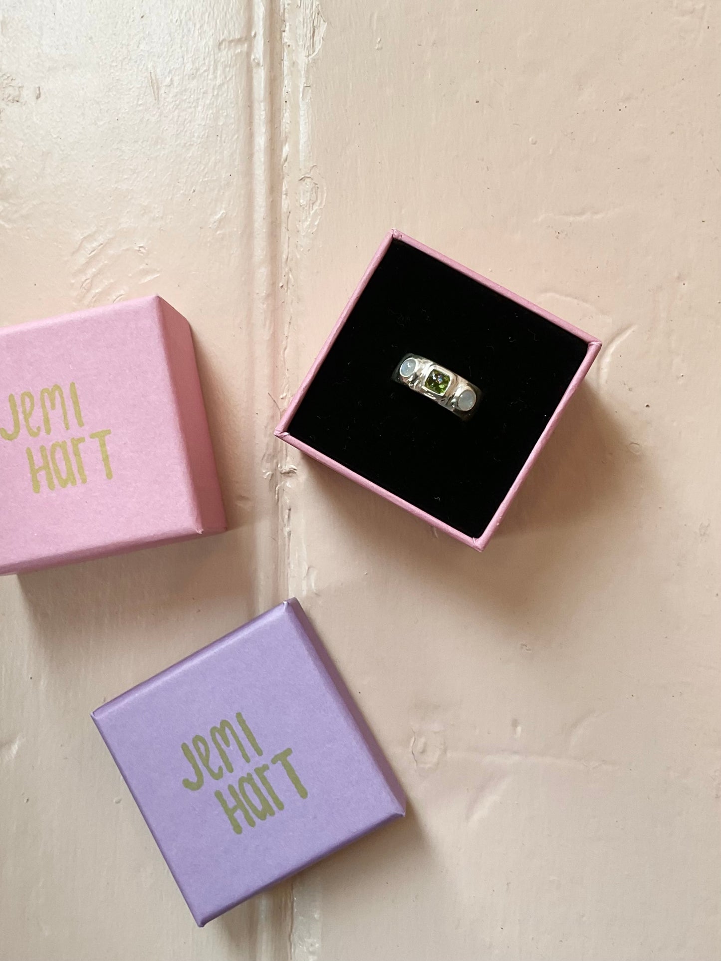 Moonstone & Peridot ring