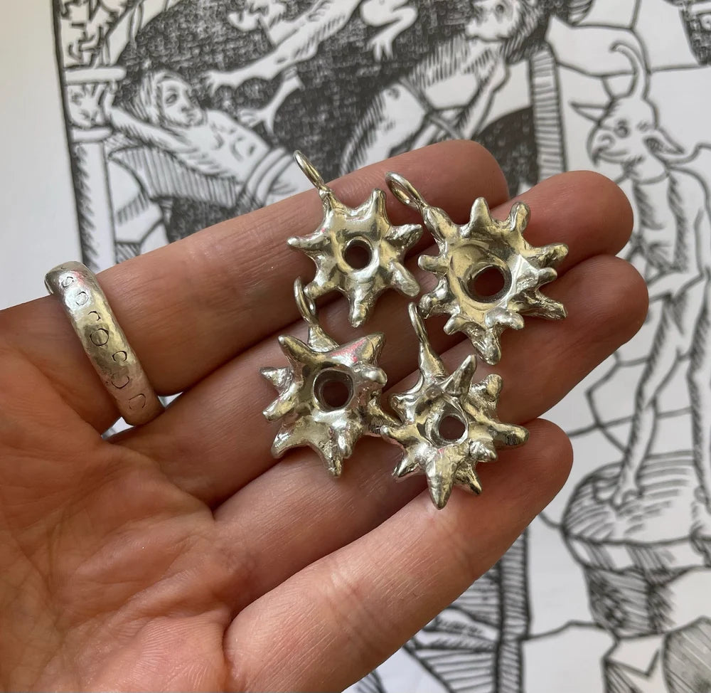 Witch cake charm, silver