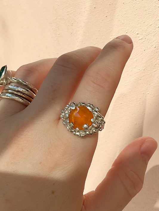 Tangerine Carnelian Bobble Ring