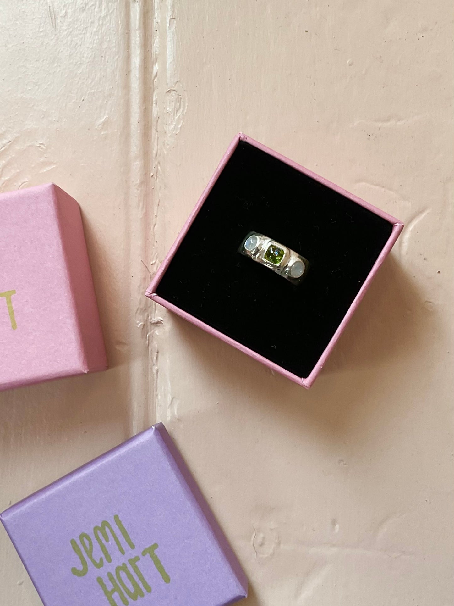 Moonstone & Peridot ring