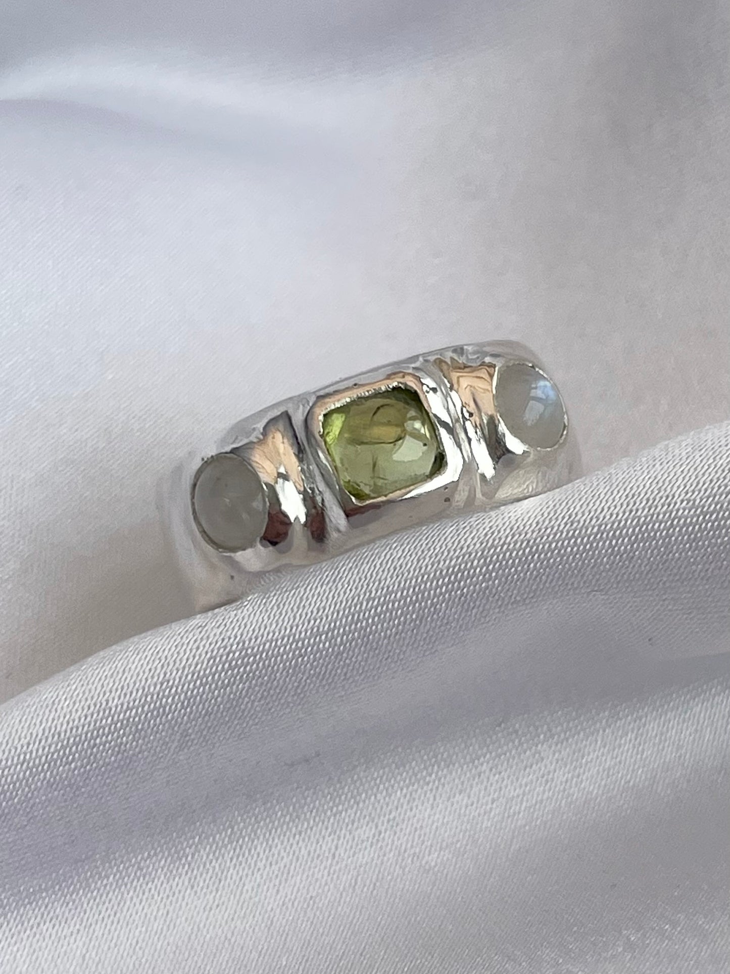 Moonstone & Peridot ring