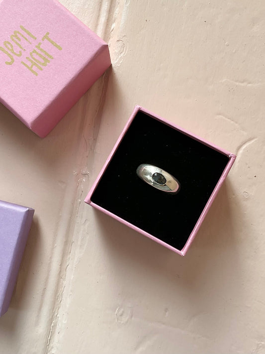 Silver & Labradorite Domed Ring