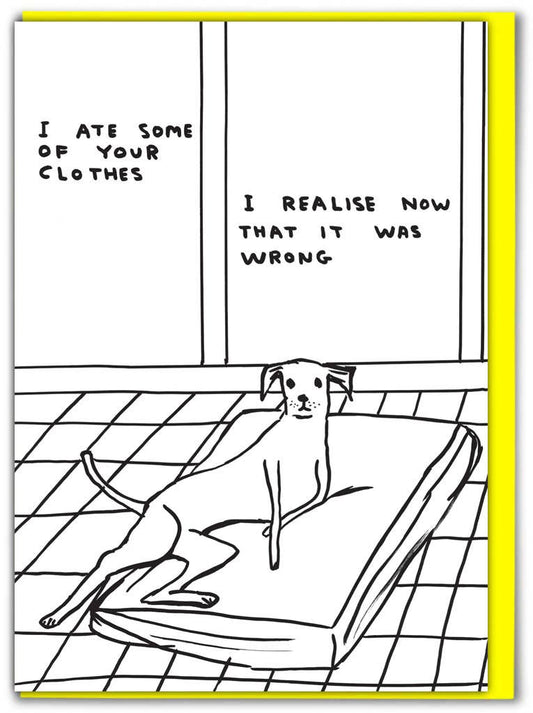 David Shrigley Greetings Card - Ate Your Clothes
