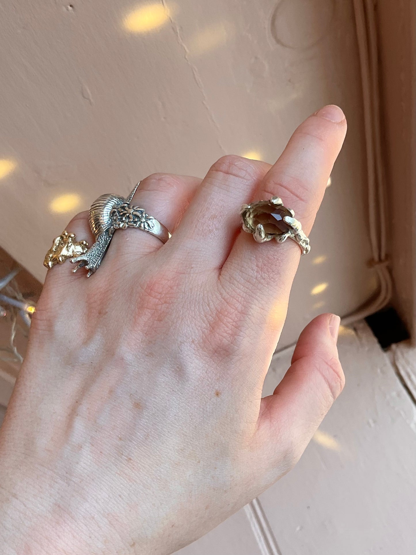 East West Smokey Quartz Ring
