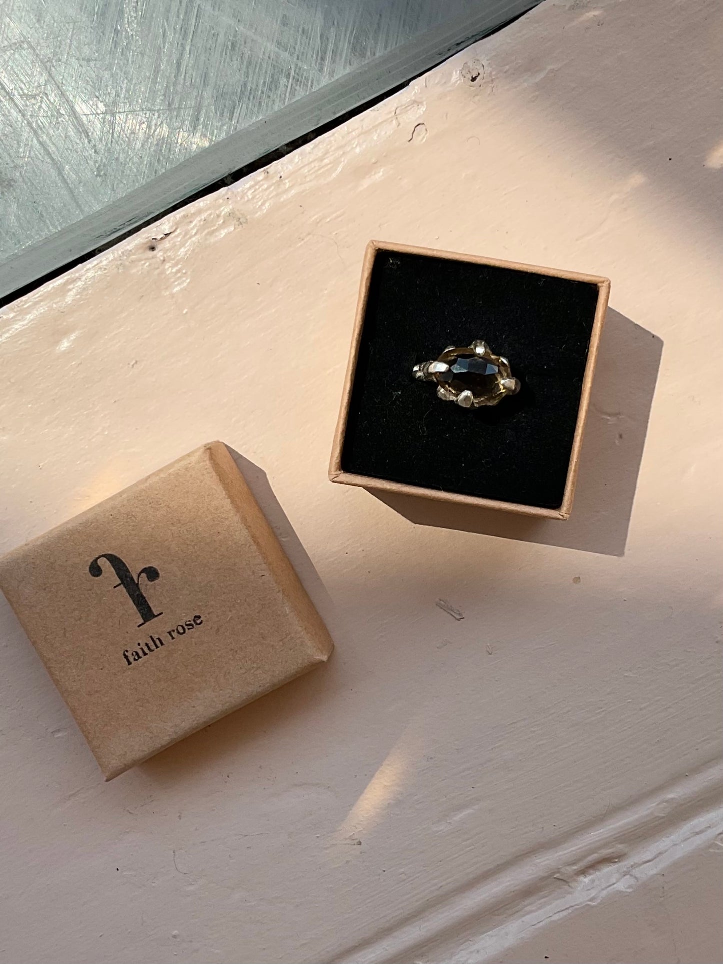 East West Smokey Quartz Ring