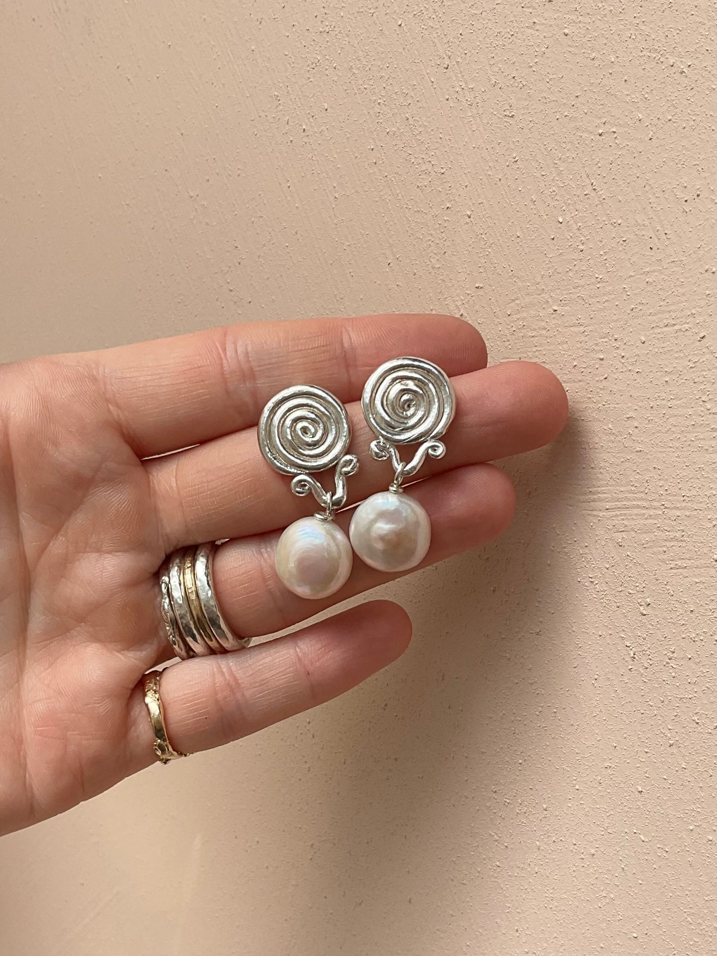 Periwinkle pearl earrings