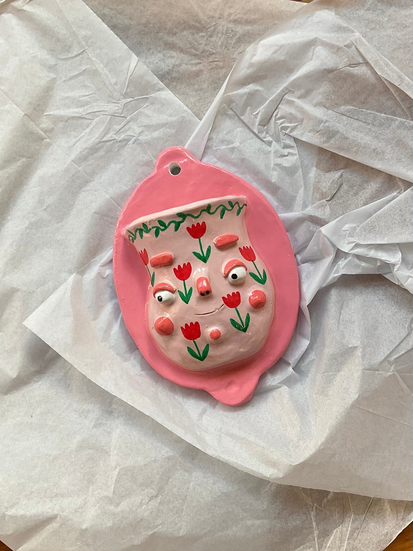 Pink Tulip, Ponky Wots Wall Vase