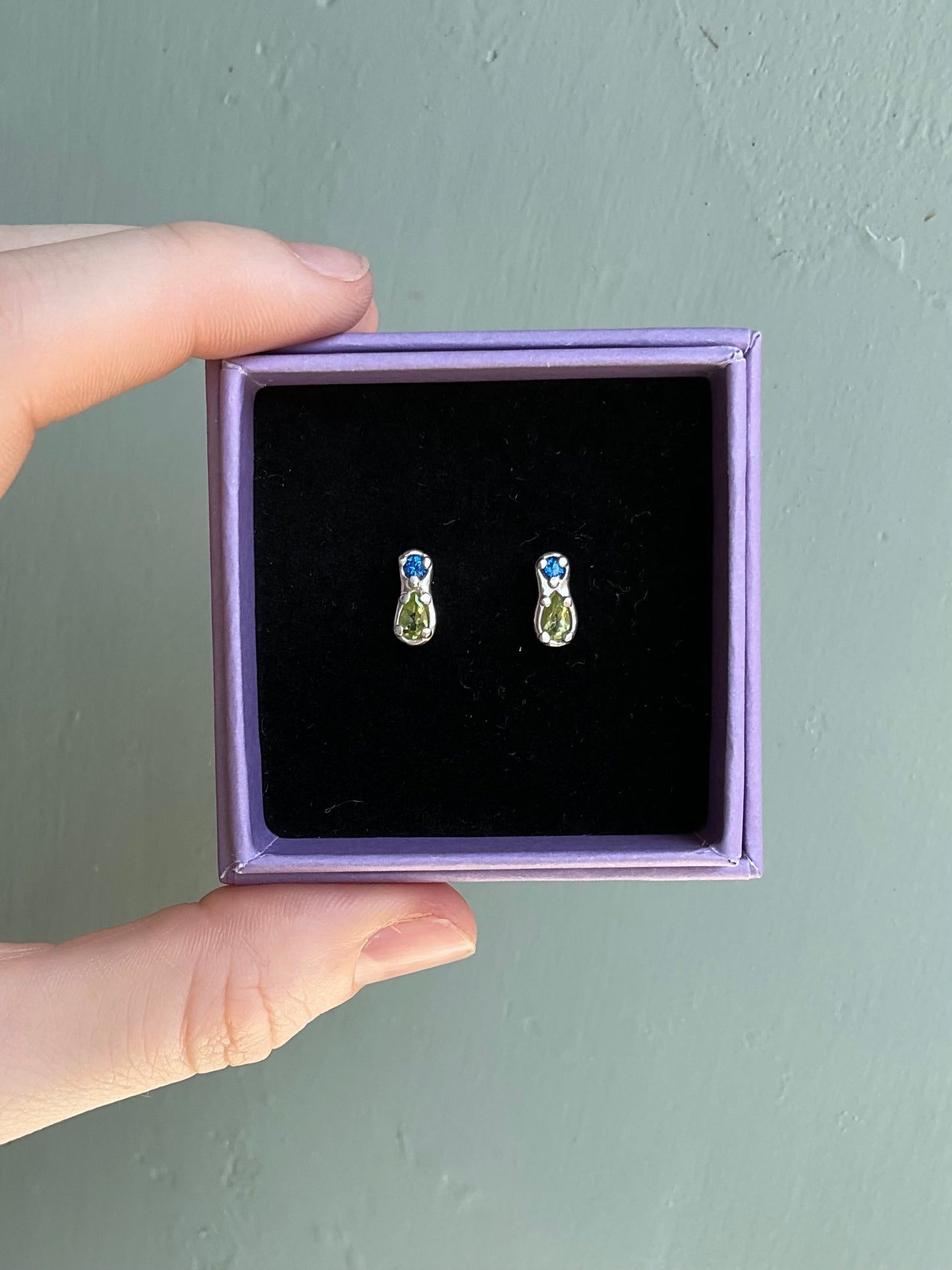 Green & Blue Stud Earrings