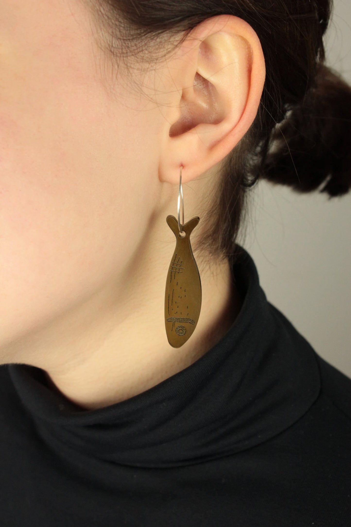 Large recycled fish earrings
