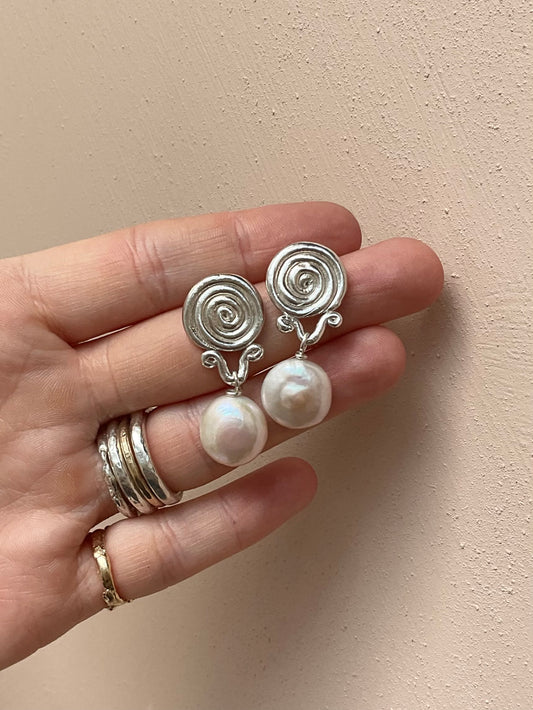 Periwinkle pearl earrings