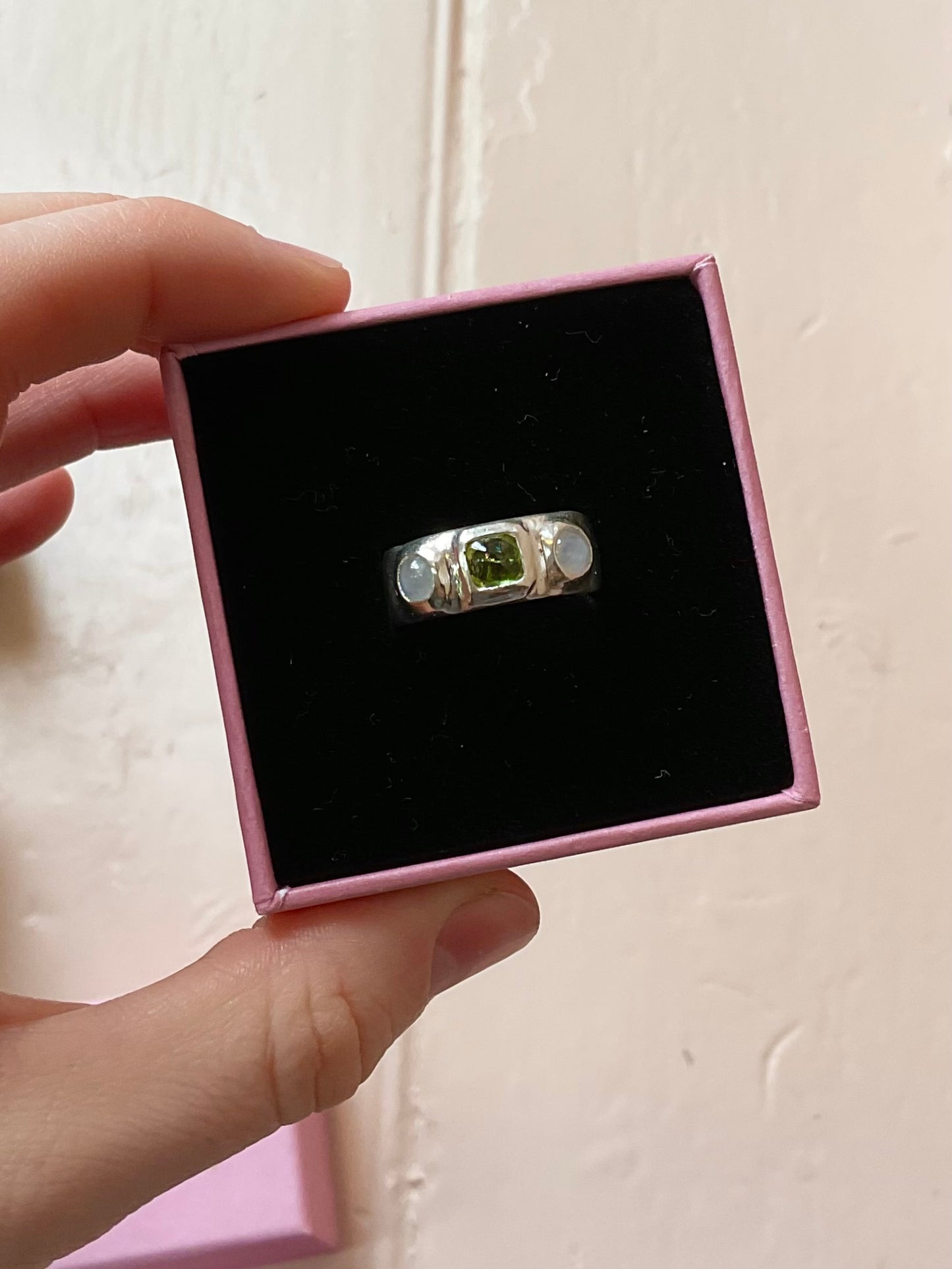 Moonstone & Peridot ring