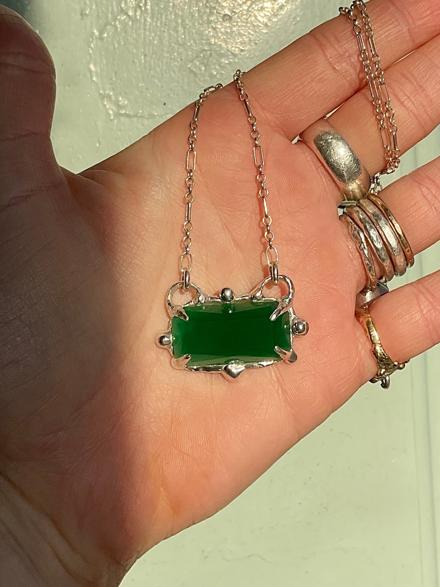 Vintage Green Agate Necklace