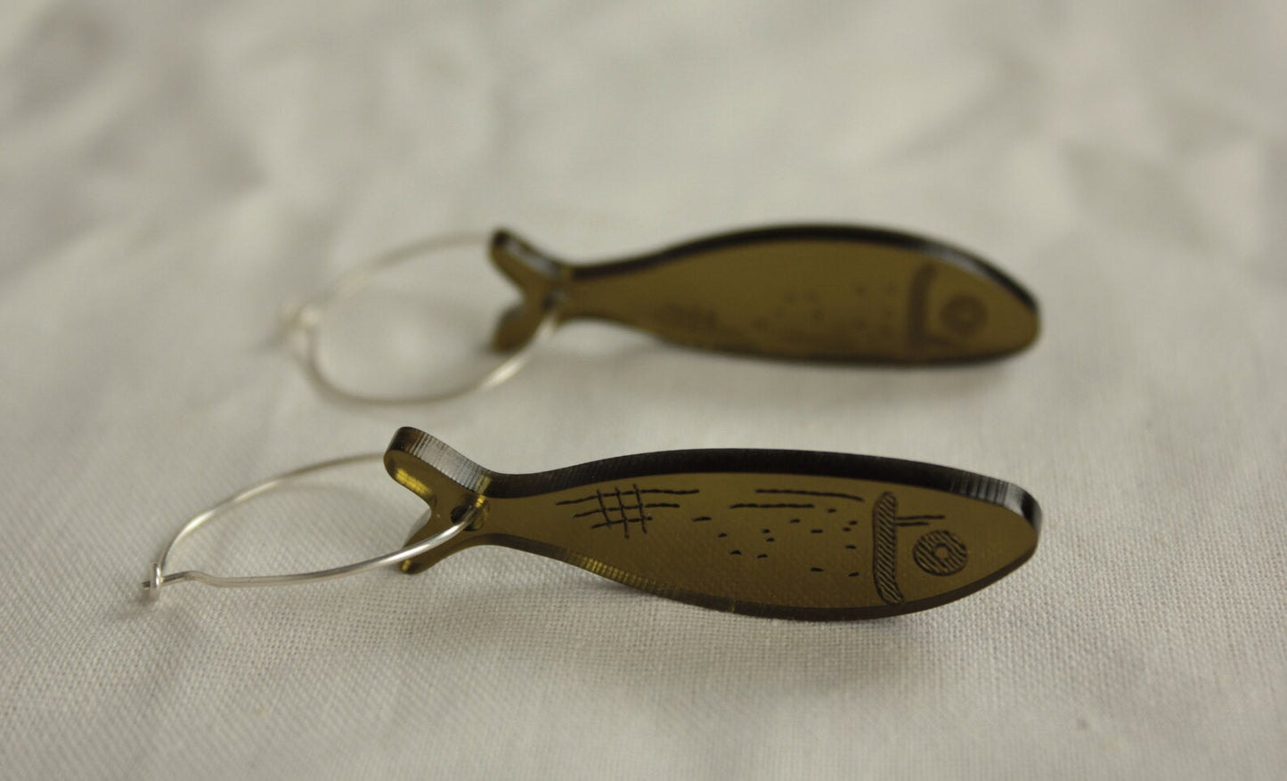 Large recycled fish earrings