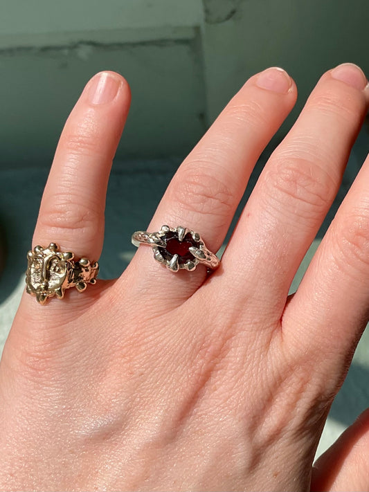 Garnet talon ring