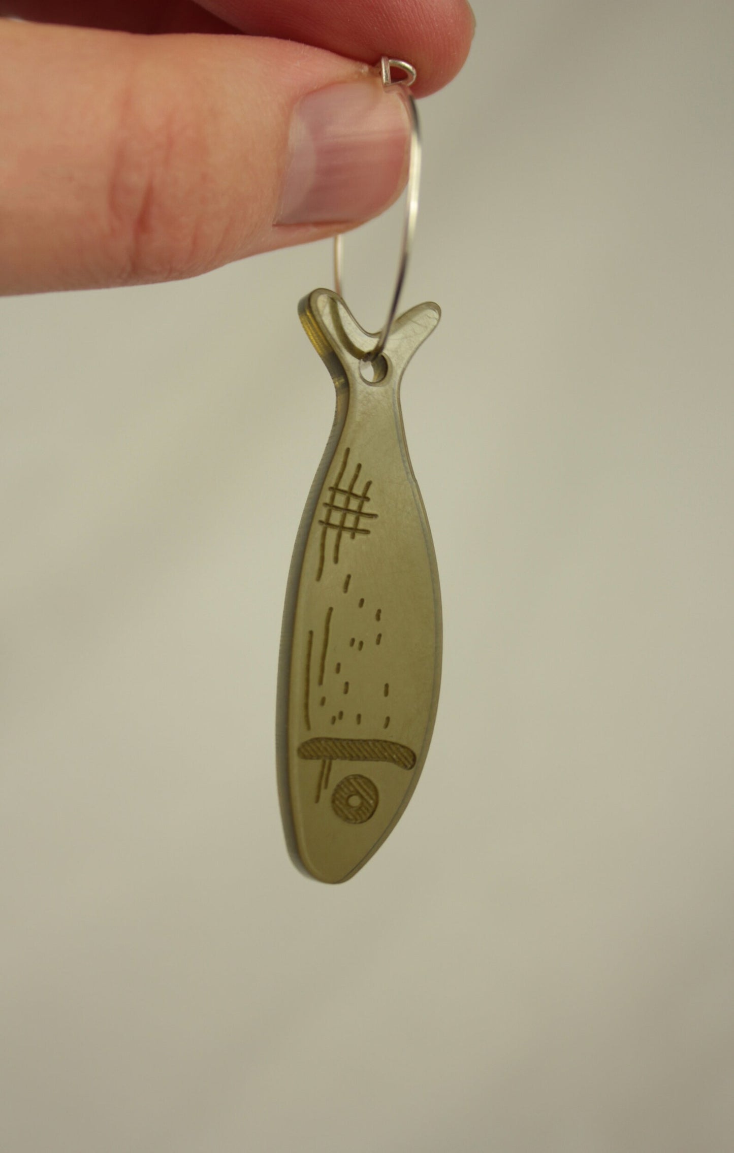 Large recycled fish earrings